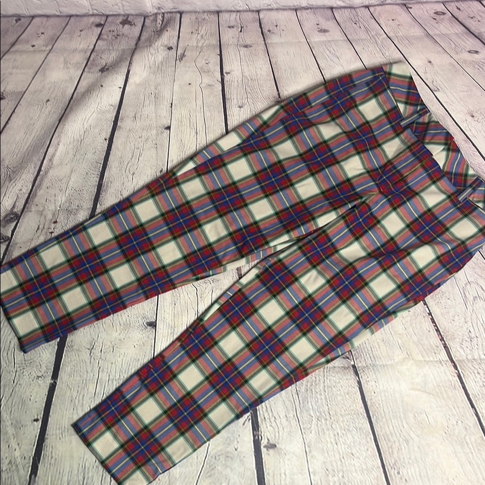Land’s End Slim Fit Red Plaid Flat Front Pants
